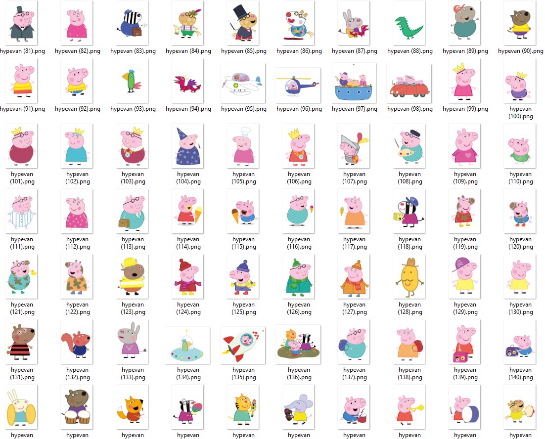 Peppa Pig 260 PNG Bundle β .AI PNG Format | Cute Cartoon Clipart for Stickers, Sublimation, Crafts & More