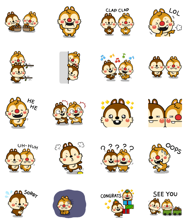 40 GIF PNG C.hip and D.ale Sticker Pack – Cute Animated Squirrel Digital Stickers for Planners, Scrapbook, Chat, Kawaii Clipart, Emoji