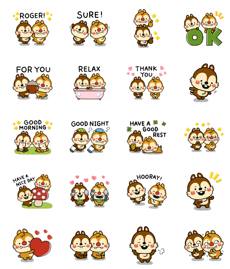 40 GIF PNG C.hip and D.ale Sticker Pack – Cute Animated Squirrel Digital Stickers for Planners, Scrapbook, Chat, Kawaii Clipart, Emoji