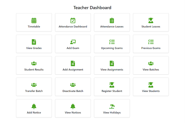 Teacher Dashboard - School Management System Project using Spring Boot React JS and MySQL
