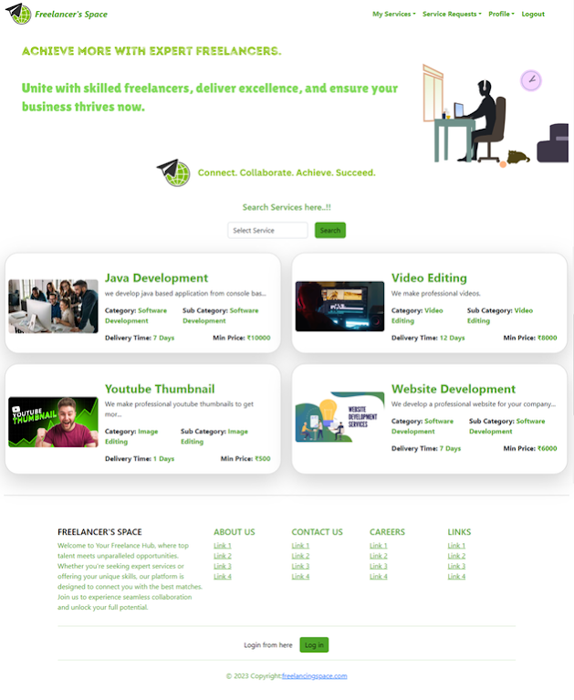 Home Page - Freelancing Platform Project using Spring Boot React JS MySQL