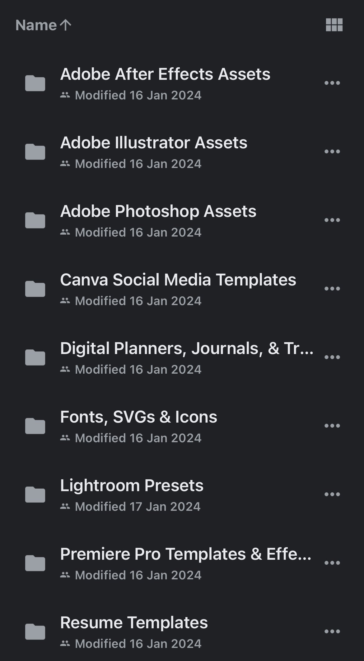 collection of digital products including ebooks, graphics, and templates.