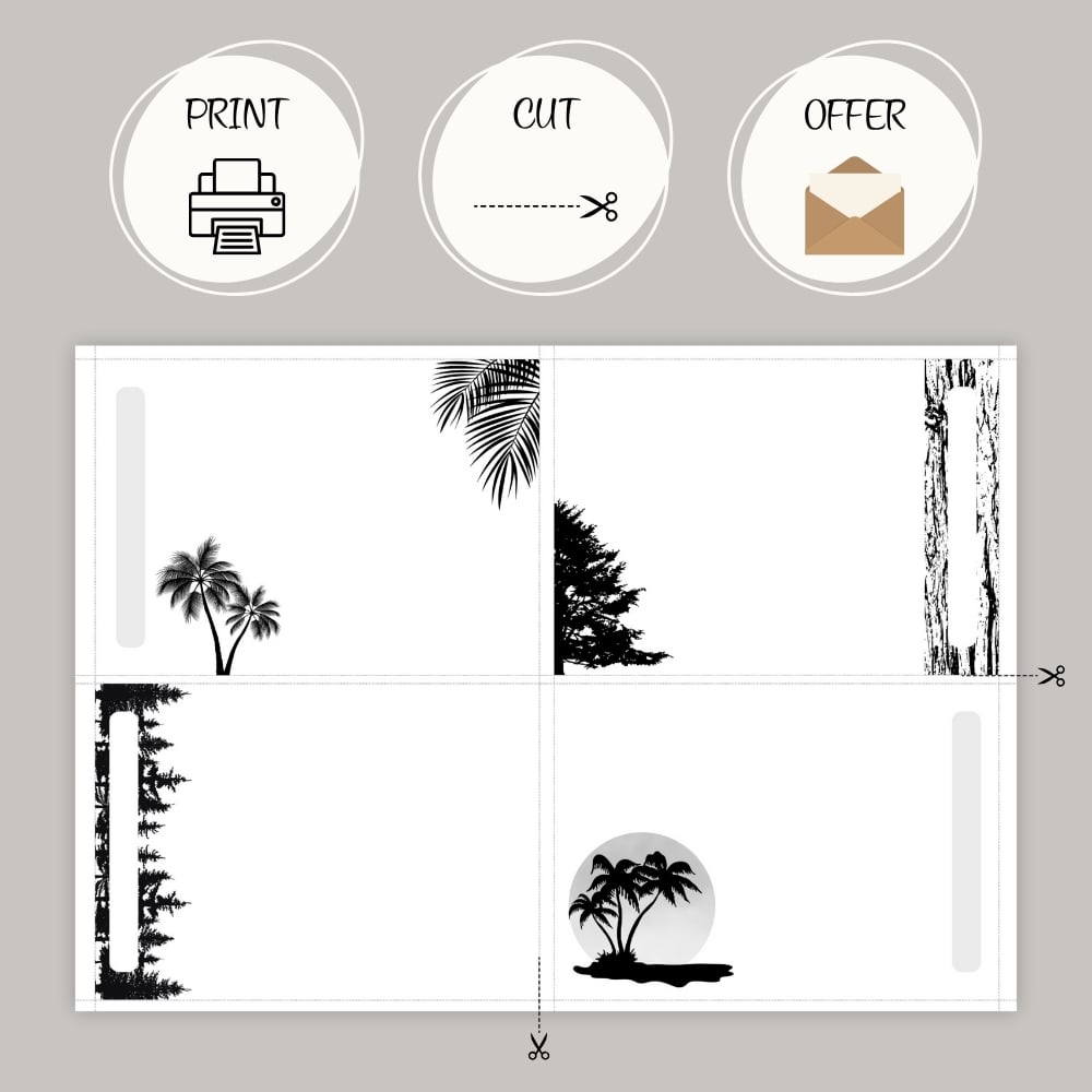 4 Printable Cards inspired by Psalm 92:12-14- For Our Dear Elders (B&W PDF) Palm Cedar