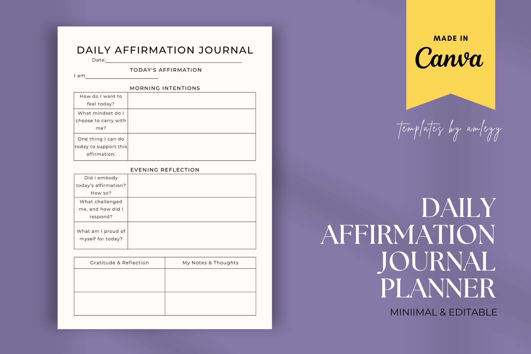 Daily Affirmation Journal Planner Template - Payhip