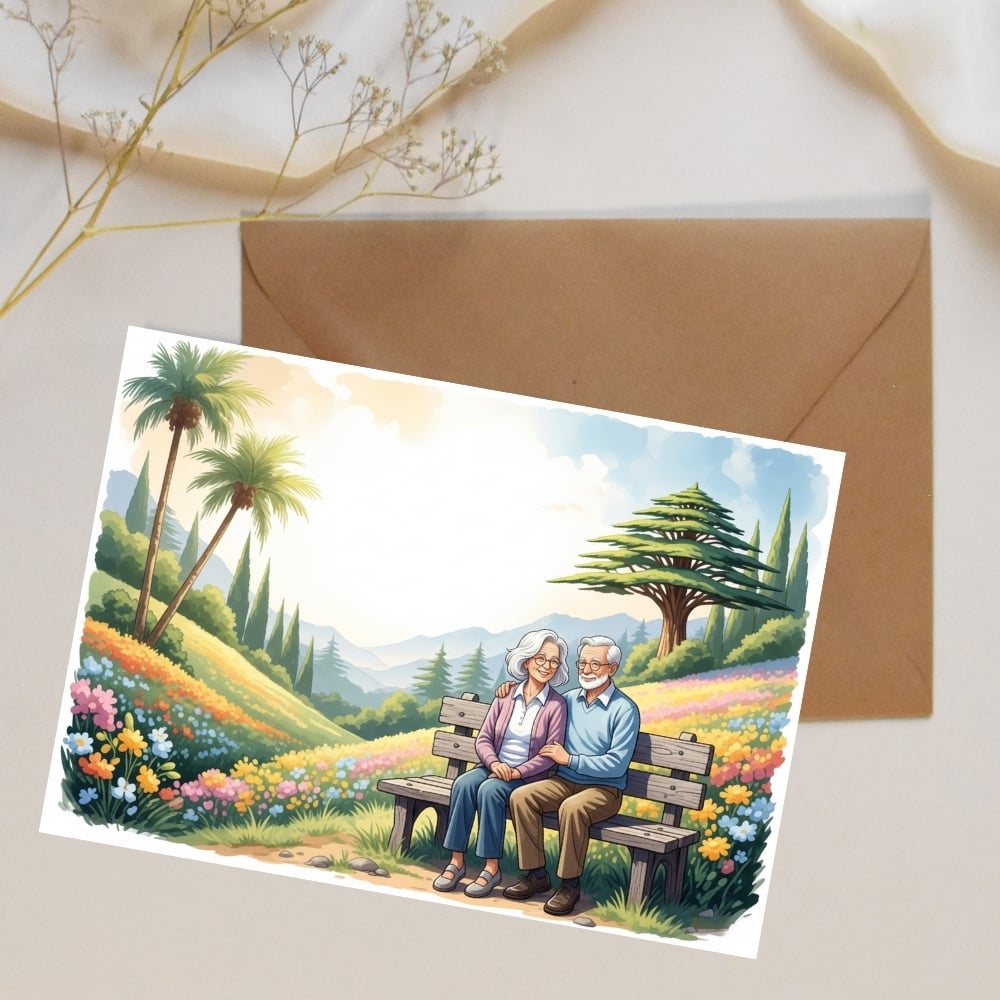 4 Cartes JW pour Couples Âgés - Psaume 92:12-14