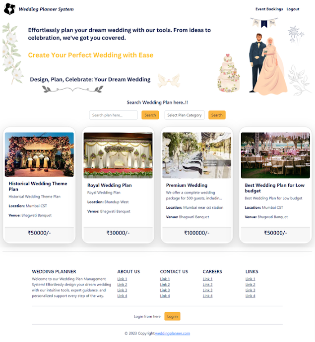 Home Page - Wedding Planning Management System Project using Spring Boot React JS MySQL