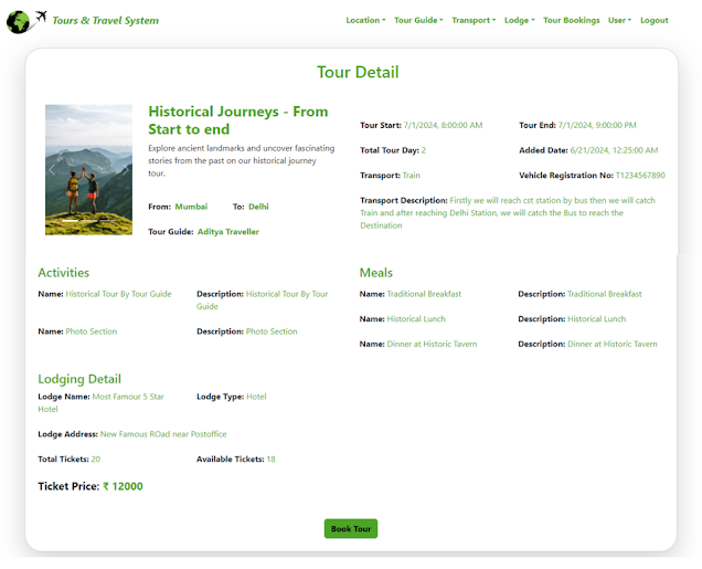 Tour Detail Page - Tours and Travel Booking System Project Spring Boot React JS