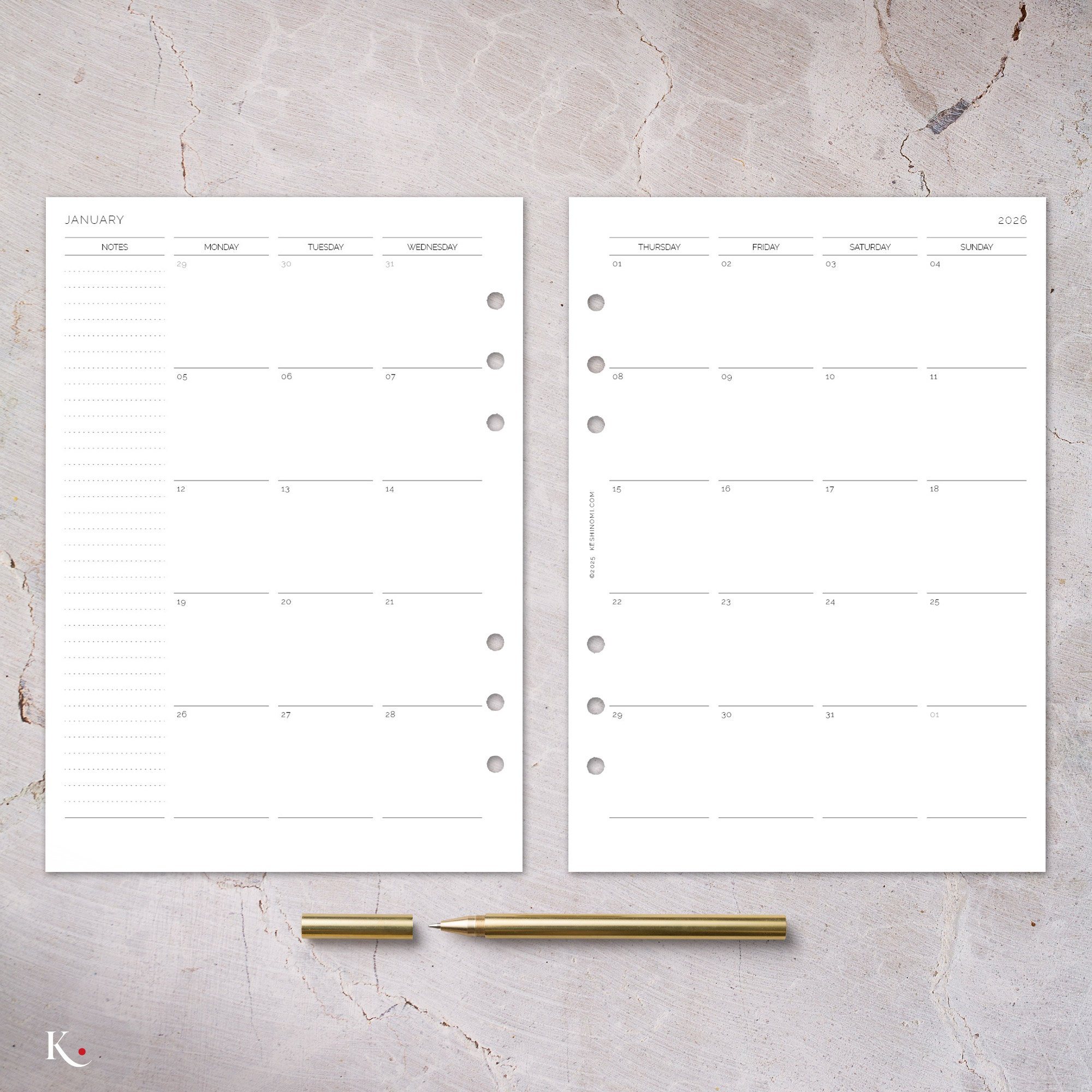 Yearly Log 2026 | Printable A5 Planner Insert