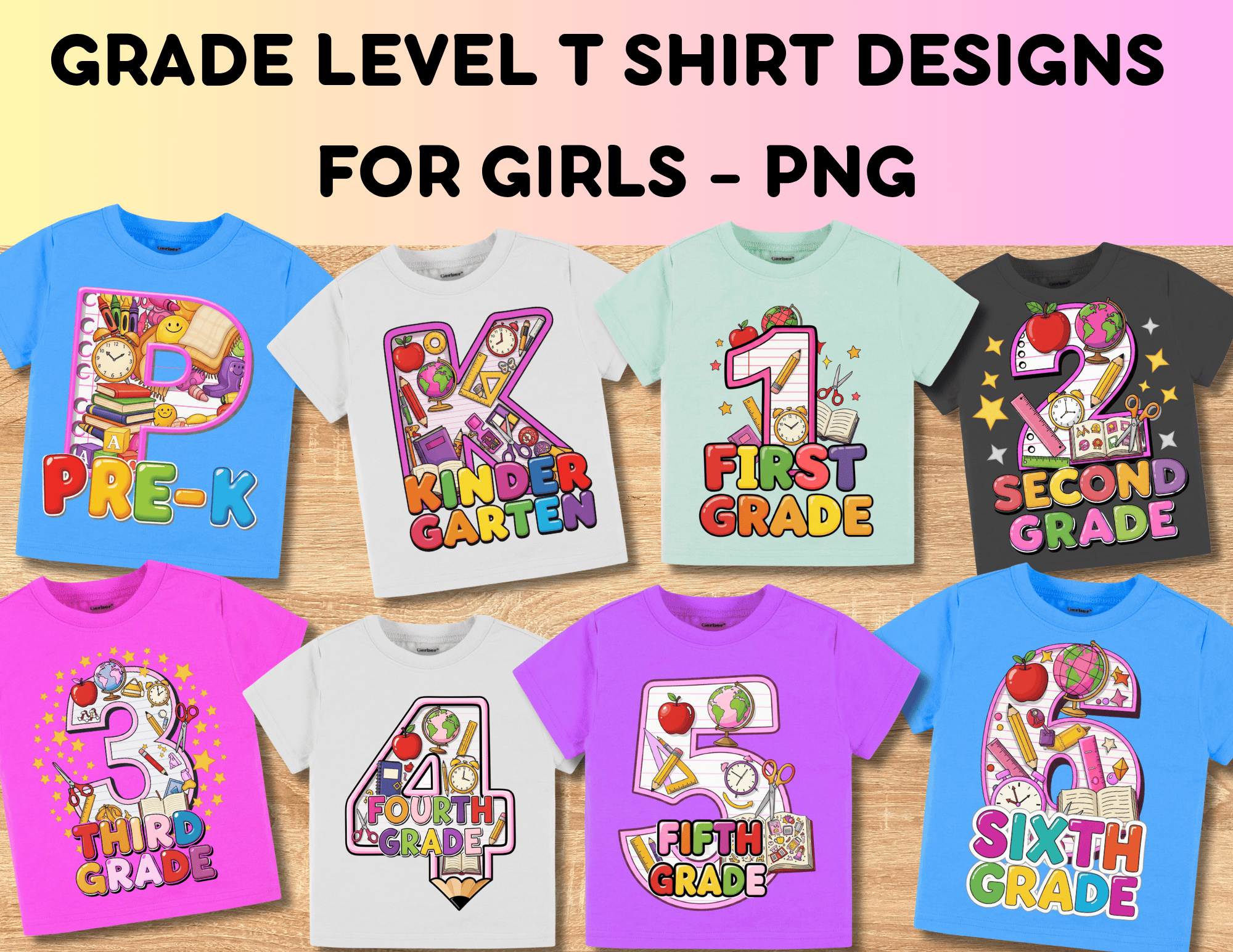 Kids Grade Level Design Girls PNG - Payhip