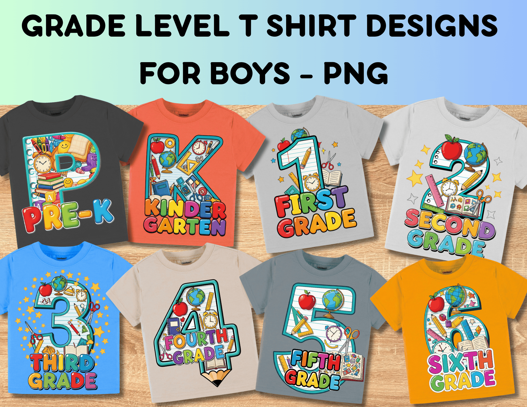 Kids Grade Level Boys PNG Design - Payhip