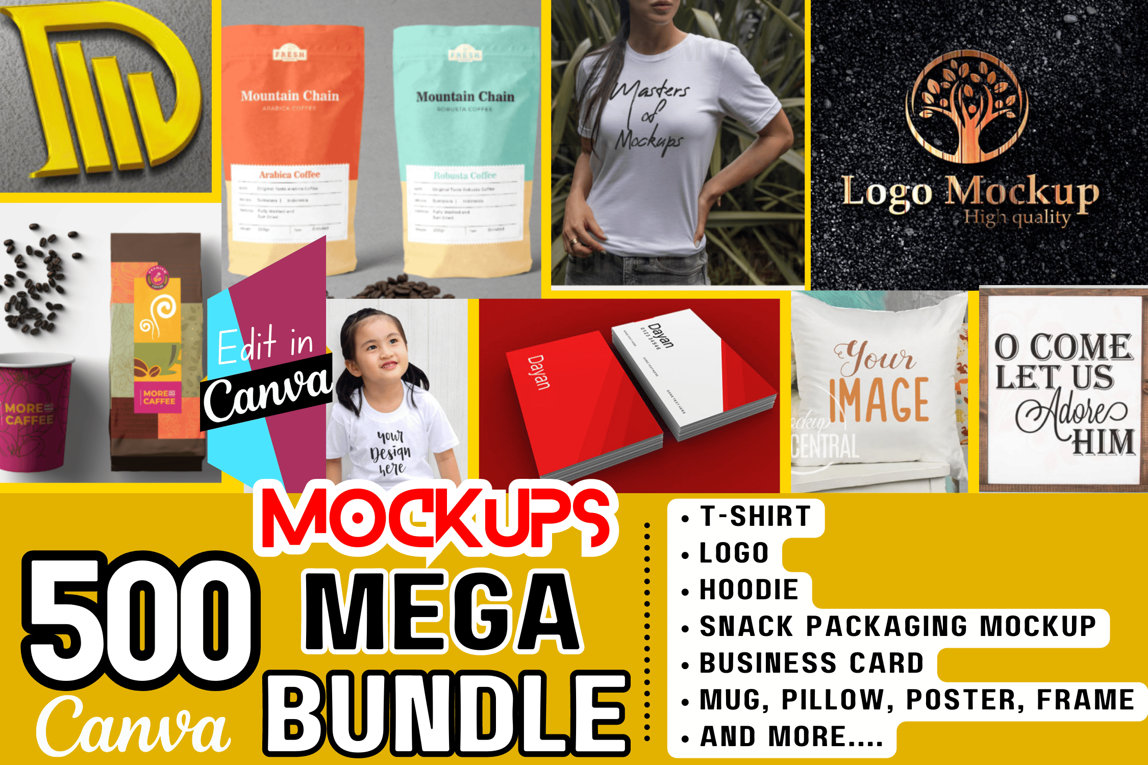 500 Modern Mockup Bundle for Canva | All in one Mockup Pack |T-shirt ...