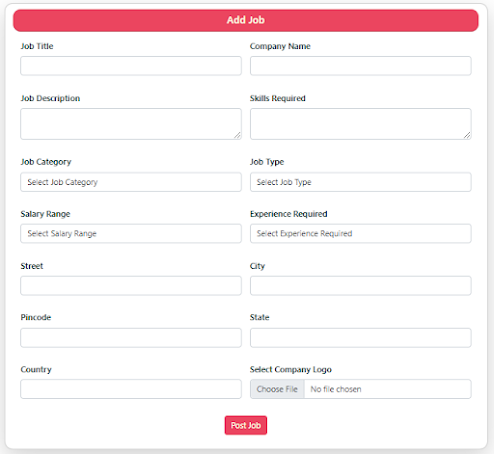 online job portal project spring boot react js add job