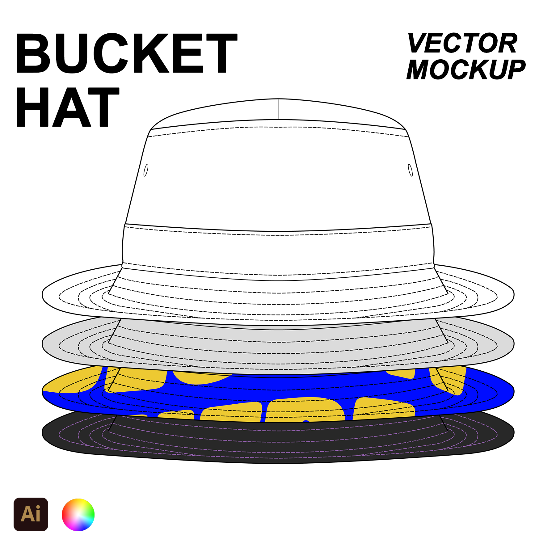 Bucket Hat Vector Mockup Template