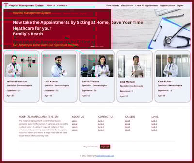 hospital management system spring boot react js doctor listings