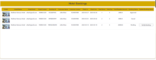 hotel bookings page - hotel management system spring boot react js