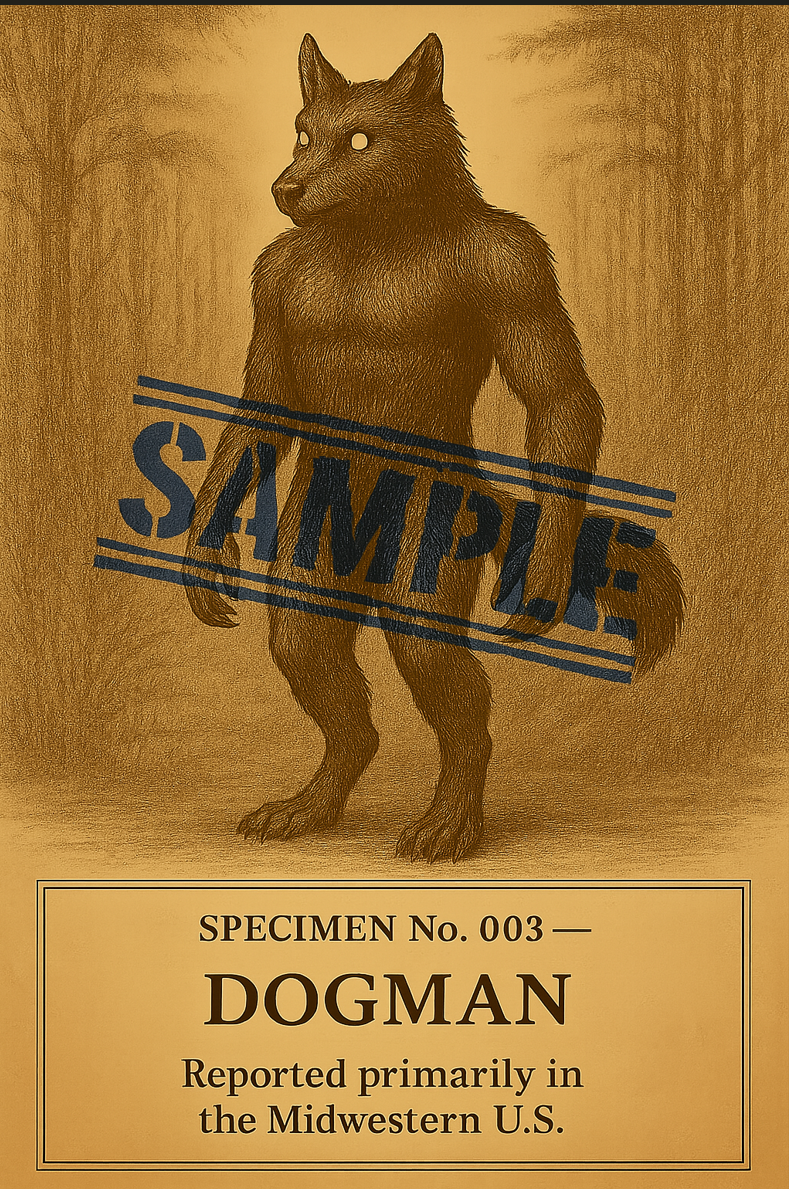 Specimen No. 003 — Dogman Vintage Cryptid Art Print 8x10