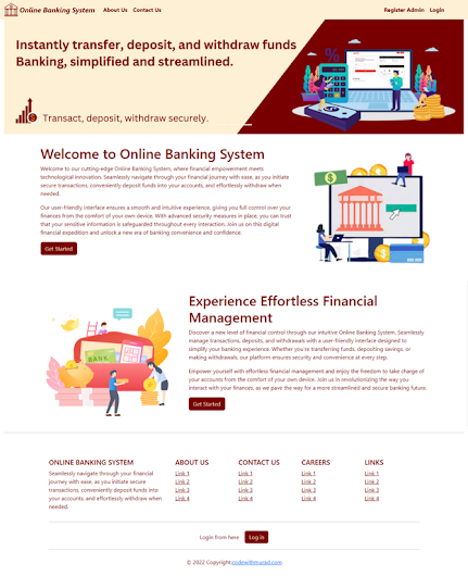 online banking system project springboot react js home page