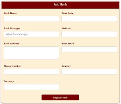 online banking system project springboot react js add bank
