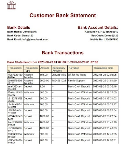 online banking system project springboot react js account statement