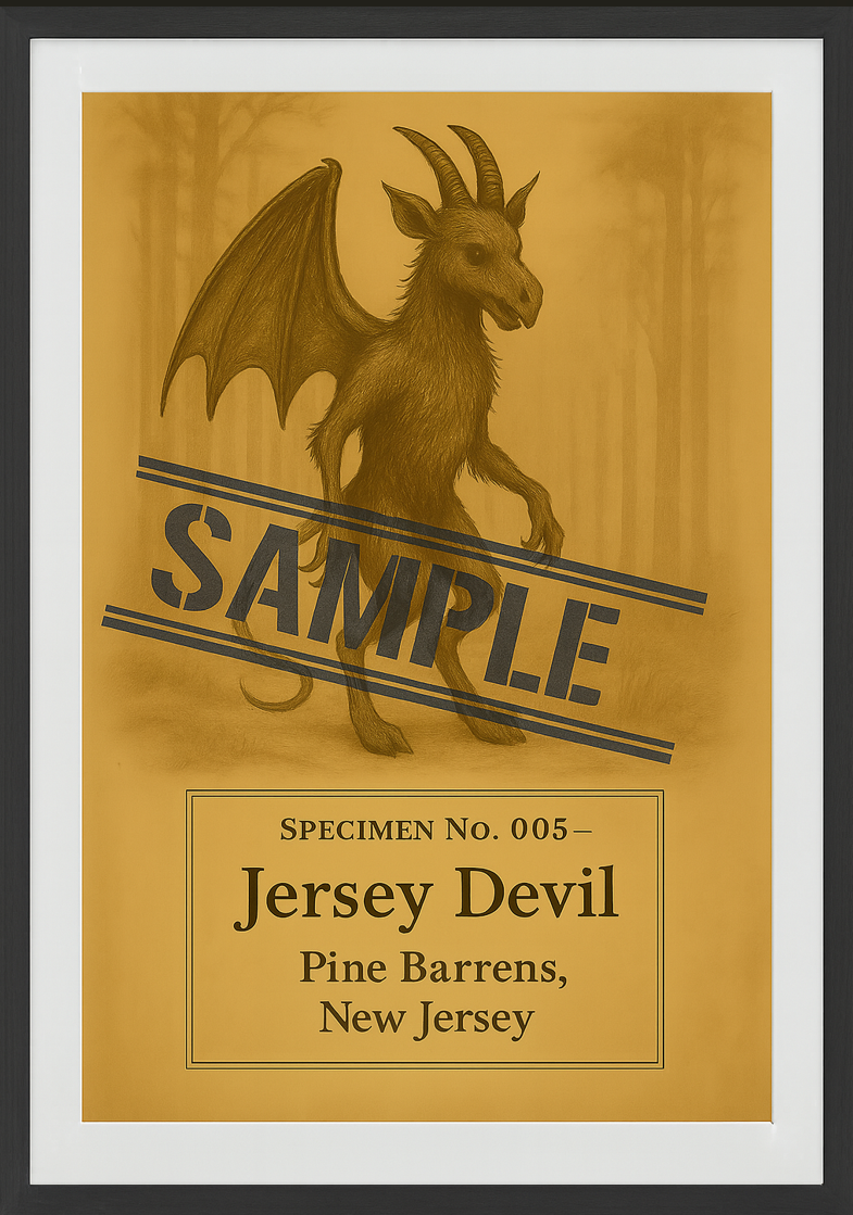 Specimen No. 005 — Jersey Devil Vintage Cryptid Art Print 8x10