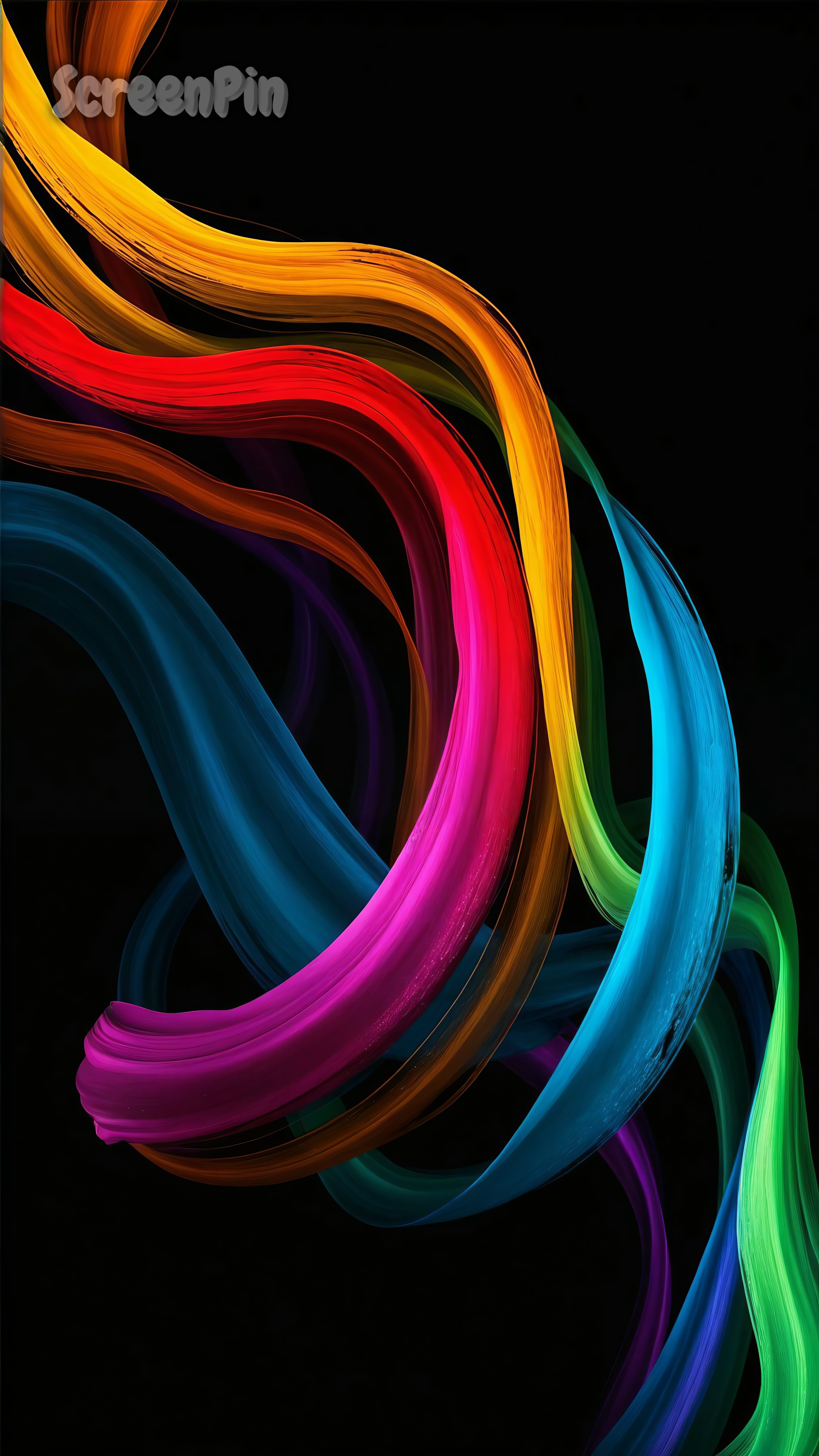 Spectrum Flow: Multicolored Light Ribbons on Black