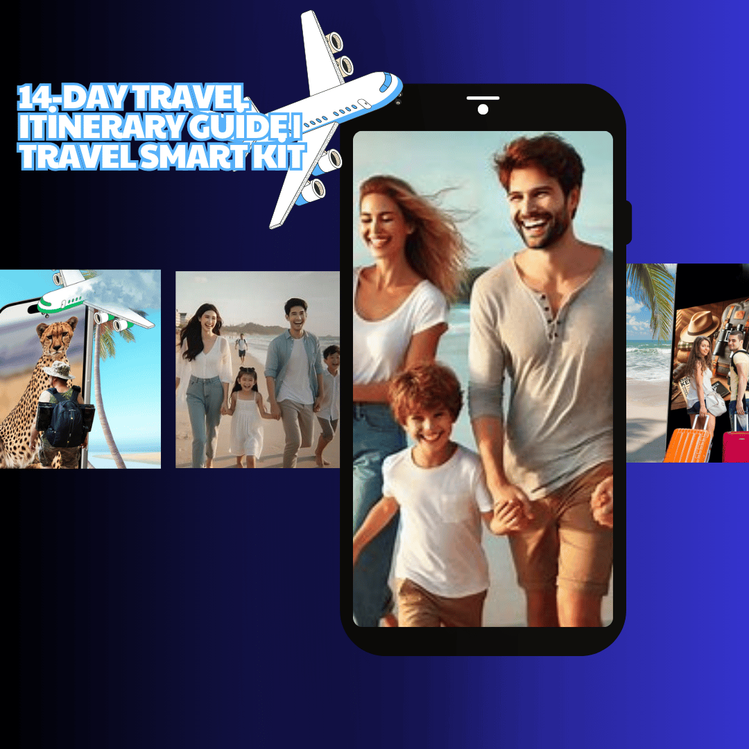 A mockup of 14 day travel itinerary guide