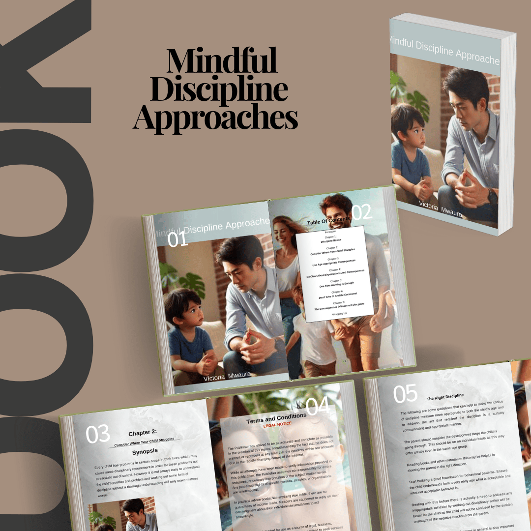 A mockup of 3 pages of the mindful discipline e guide