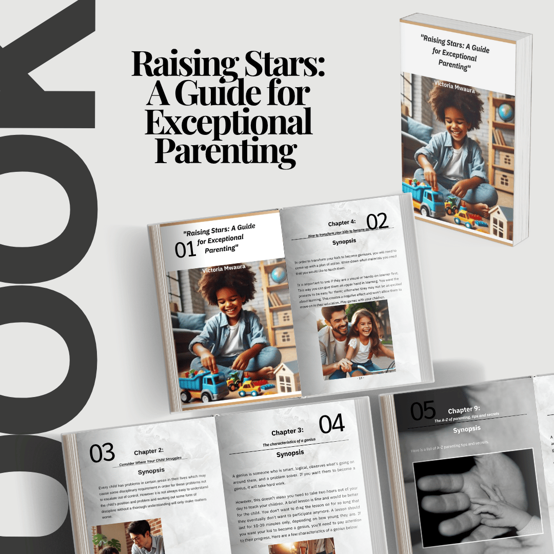A mockup of raising stars guide with 3 open pages