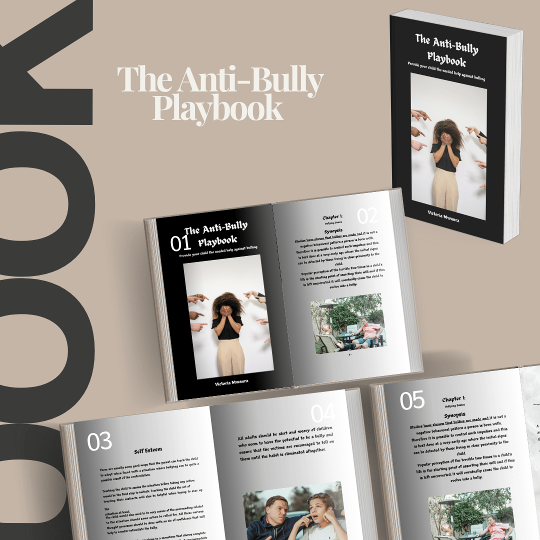 a mockup of 3 pages of  anti bully playbook ebook