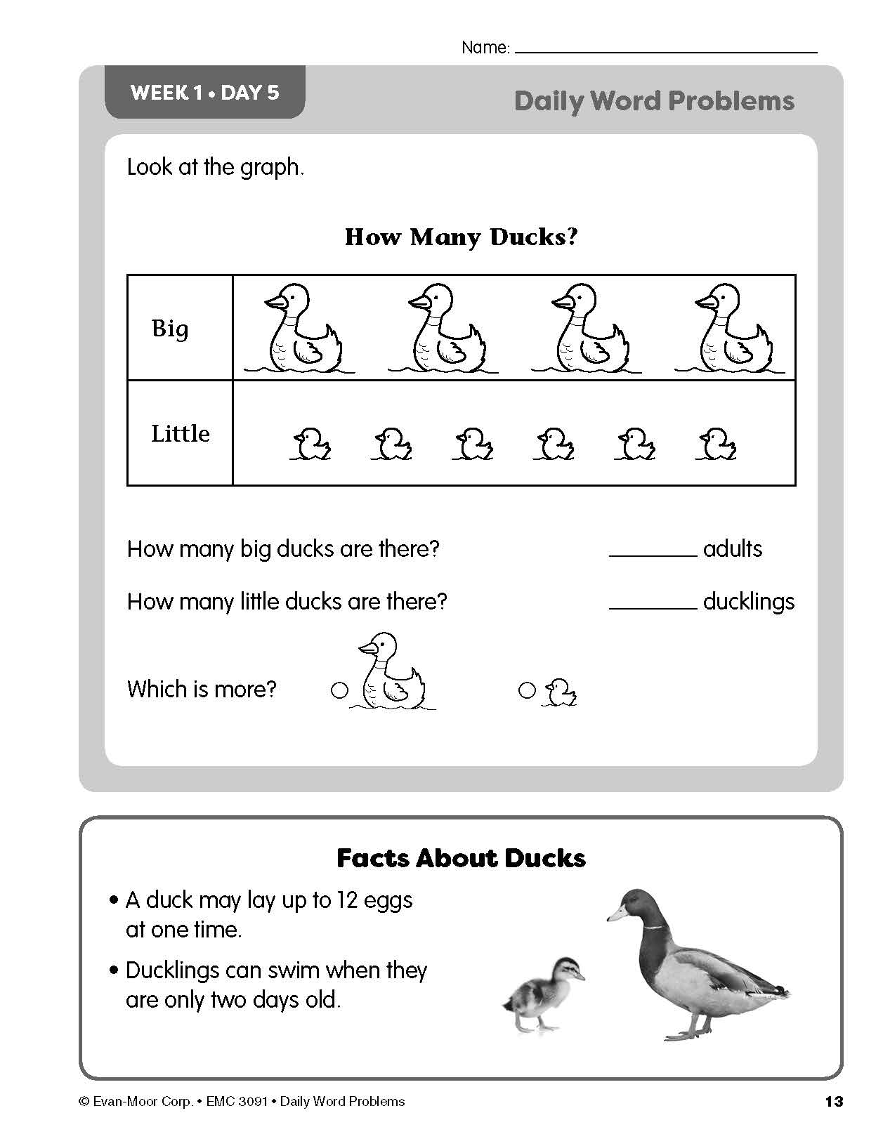Daily Word Problems Math, Grade 1