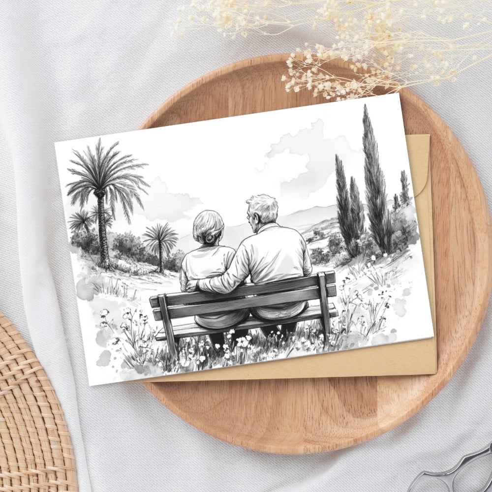 4 Cards for Elderly Couples (Color & B&W PDF)