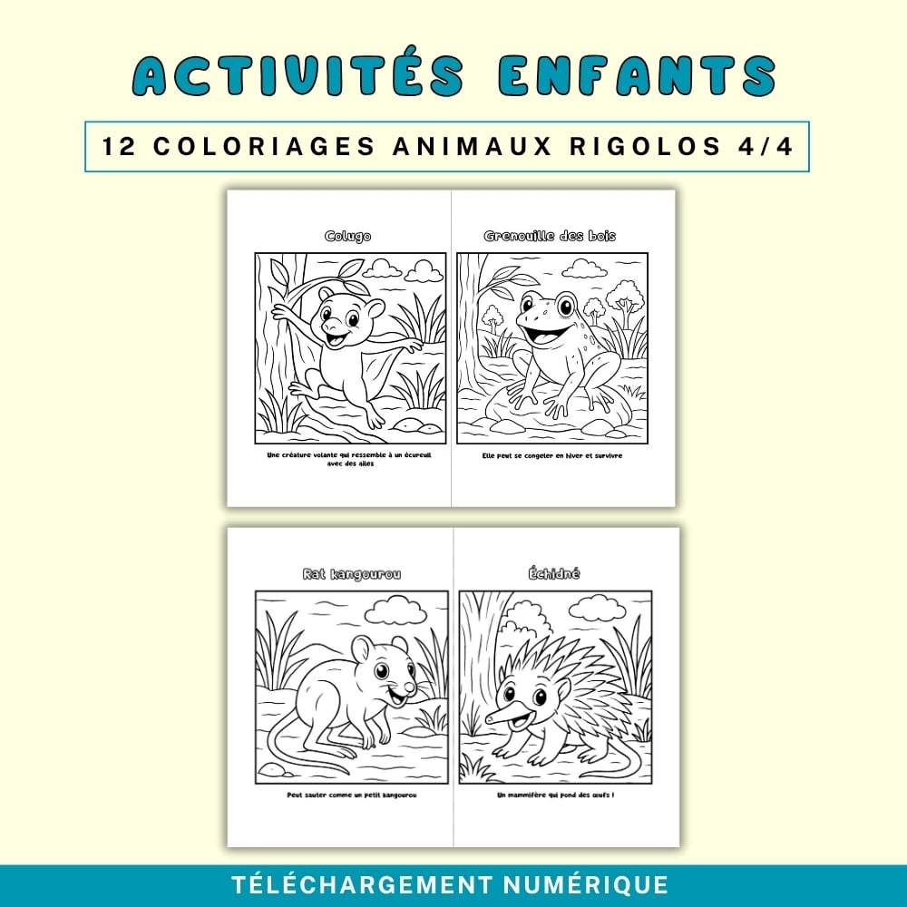 Coloriages Enfants JW- Animaux Rigolos de la Création (PDF A4)