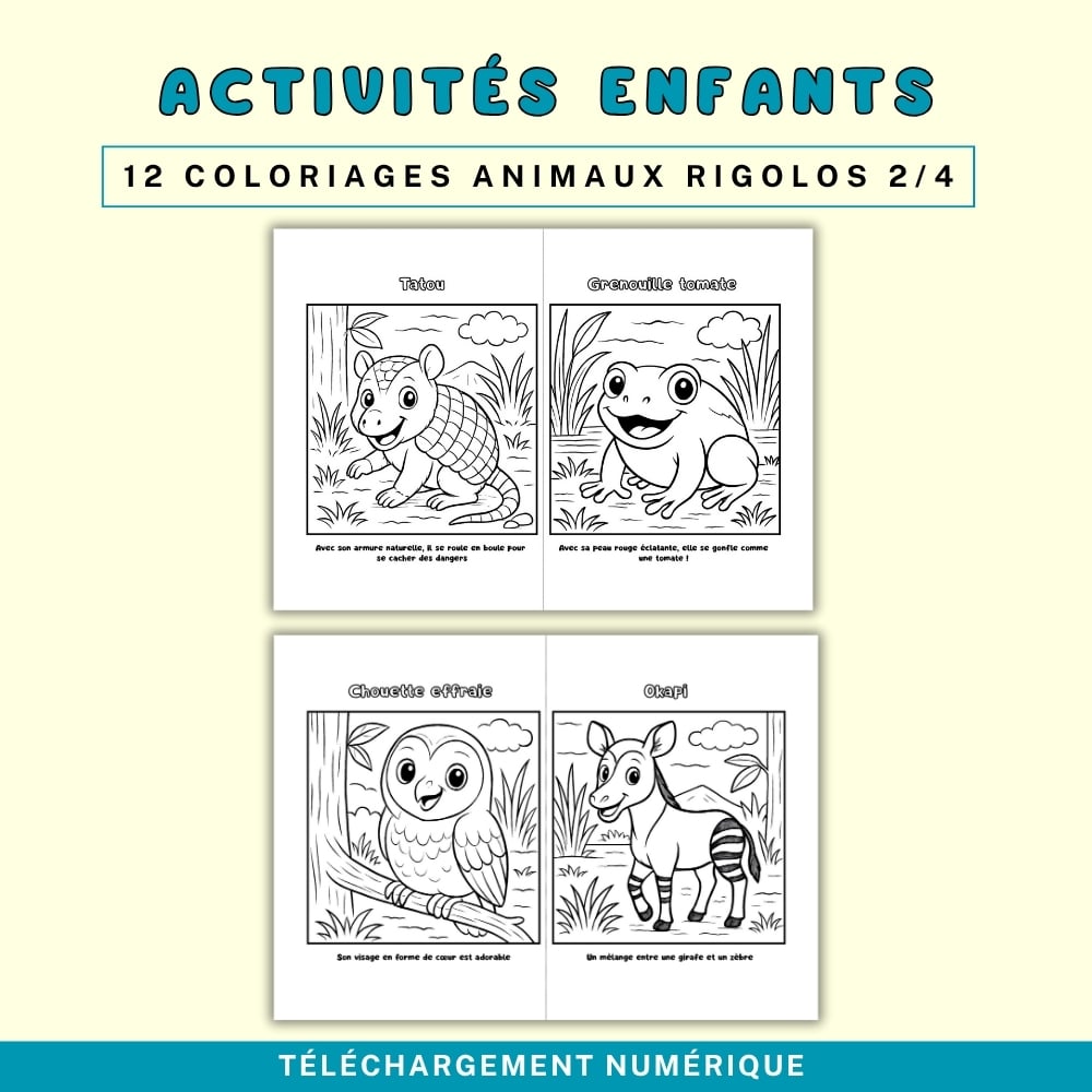 Coloriages Enfants JW- Animaux Rigolos de la Création (PDF A4)