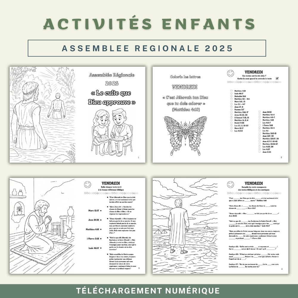 ​Activités Enfants pour l’Assemblée Régionale 2025 des Témoins de Jéhovah JW