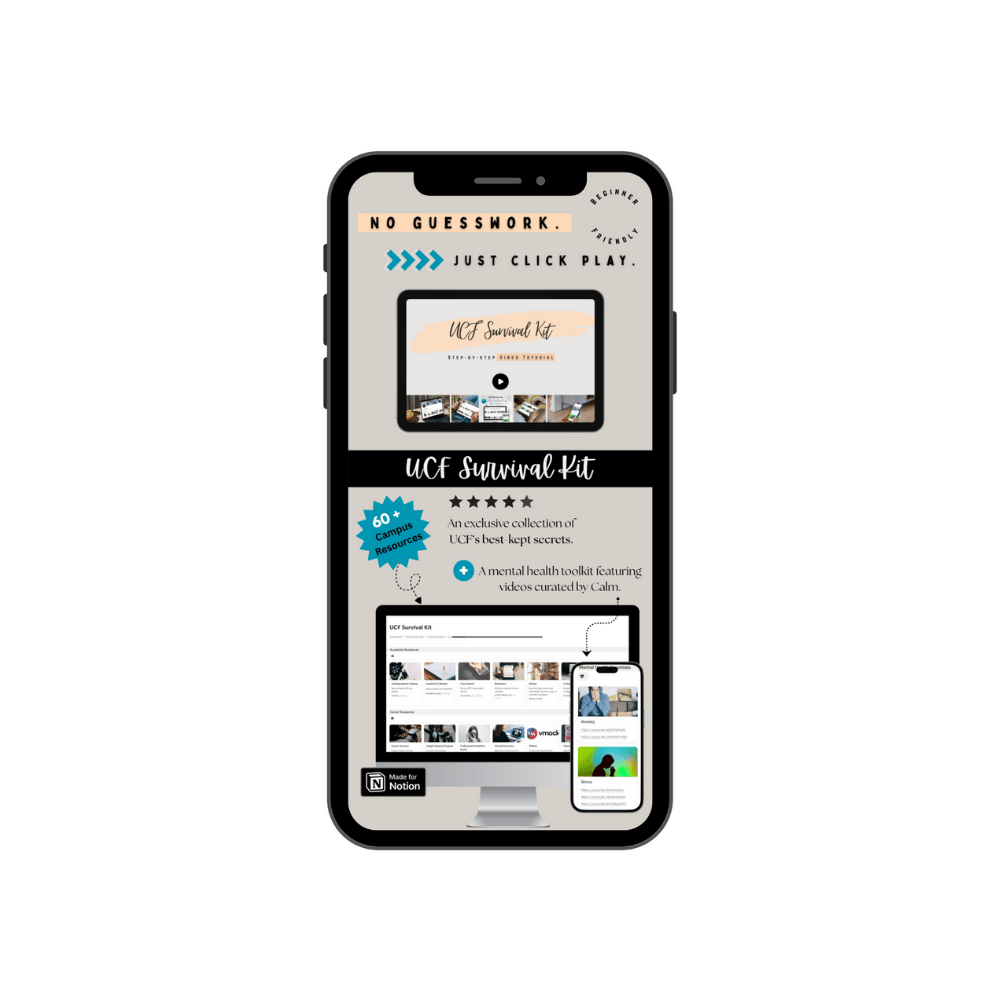 UCF Survival Kit is displayed on a smartphone.