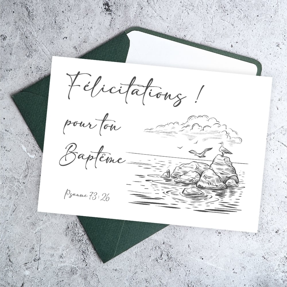 4 Cartes Félicitations Baptême - 4 modèles sur A4 à imprimer - Noir et blanc et fond vintage