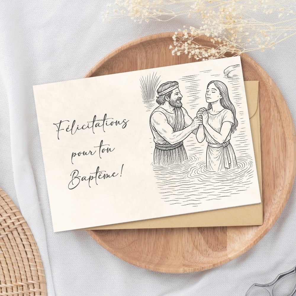 4 Cartes Félicitations Baptême - 4 modèles sur A4 à imprimer - Noir et blanc et fond vintage