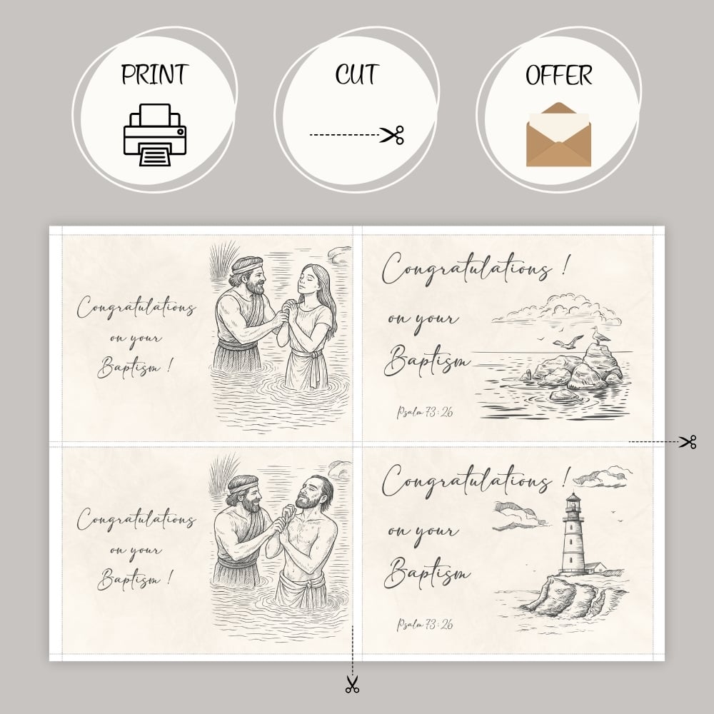 4 Baptism Congratulations Cards - Vintage or white background
