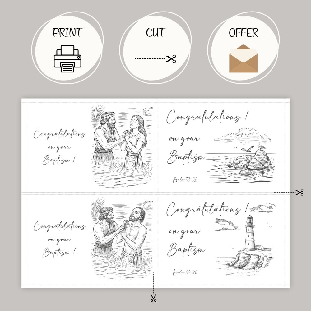 4 Baptism Congratulations Cards - Vintage or white background