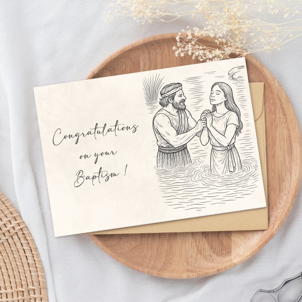4 Baptism Congratulations Cards - Vintage or white background