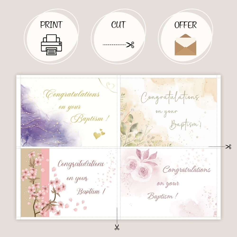 Baptism Congratulations JW cards - Printable PDF