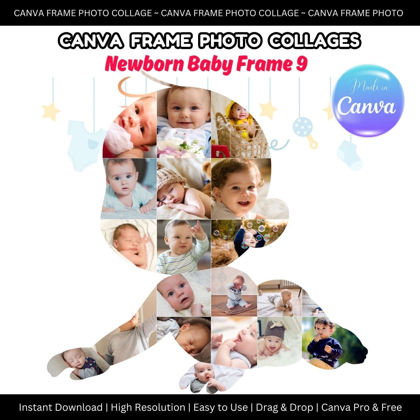 Canva Frame Photo Collage - Newborn Baby Frames 9 - Payhip