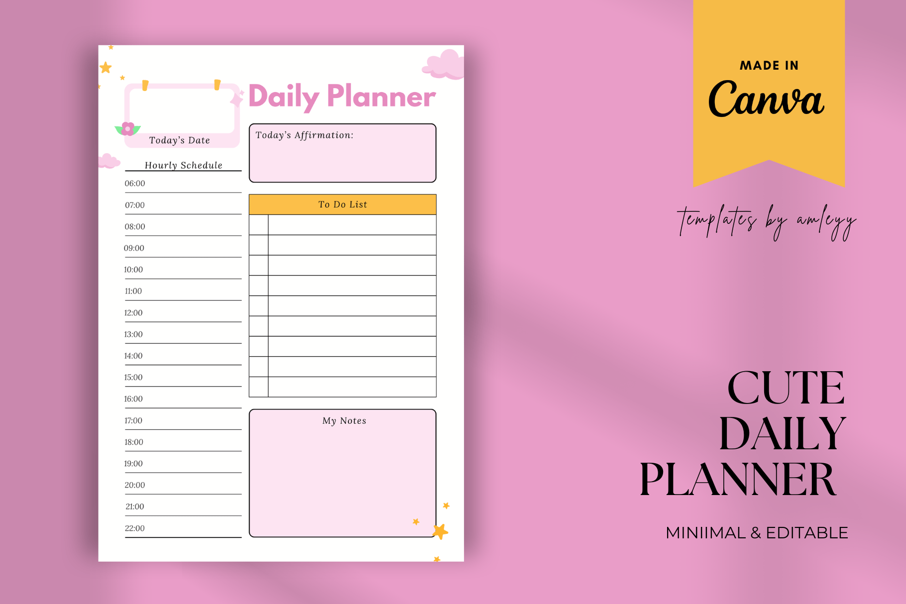 Cute Girly Daily Planner Template - Payhip