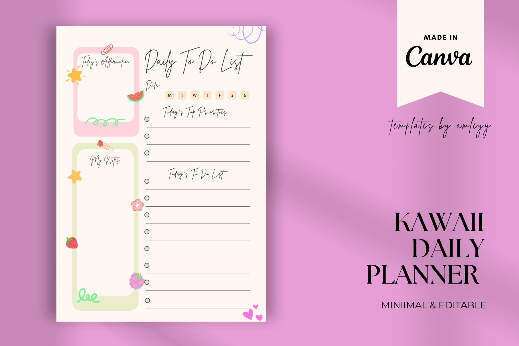 Kawaii Aesthetic Daily To-Do List Planner - Payhip