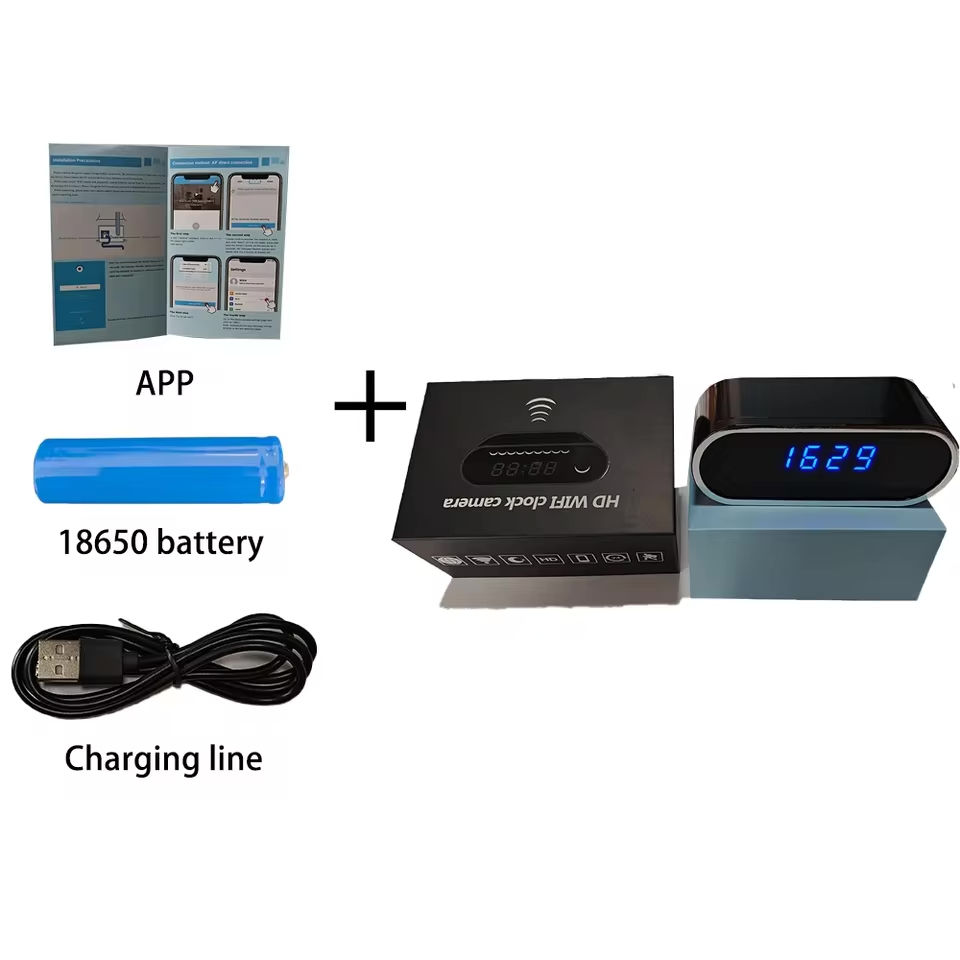 Secure WiFi Camera Digital Clock 4K Mini Camera Night Vision DVR Home Hidden Monitoring Mini Camera Remote Viewing Alarm MP4