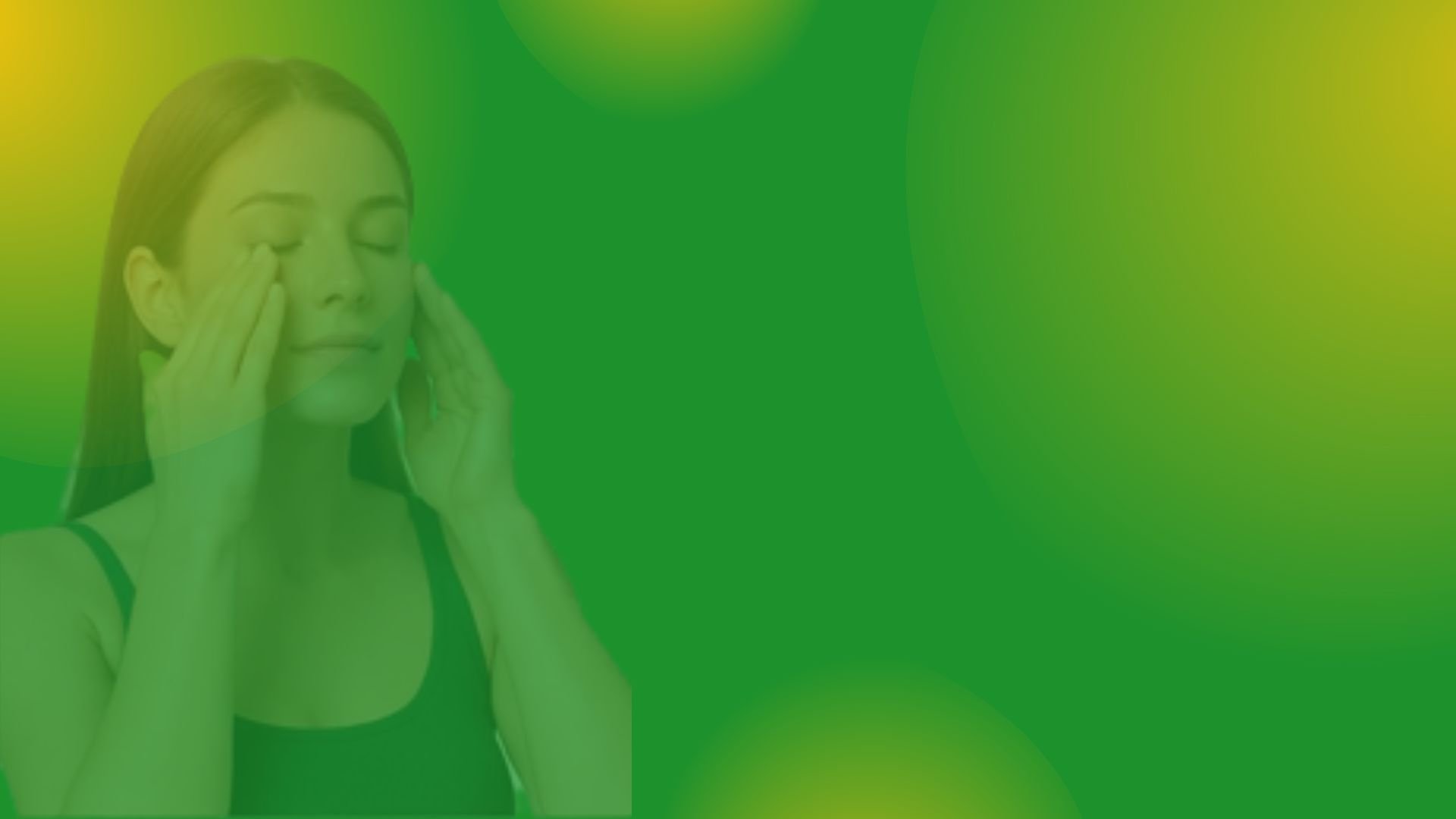 Imagem de fundo com mulher praticando autodrenagem facial, sobreposição verde com luz difusa, usada na secção de planos de preços.