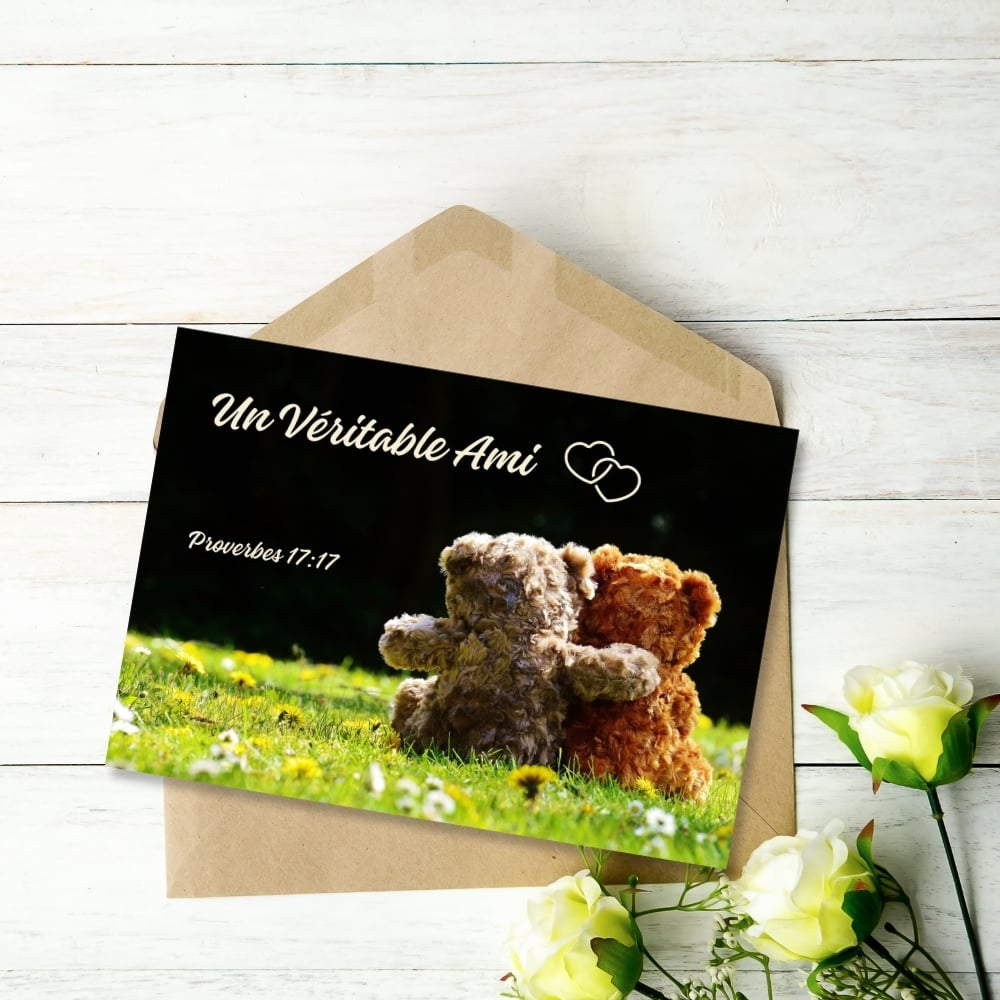 Pack de 4 Cartes à imprimer "Un Véritable Ami" - Proverbes 17:17 - PDF A4