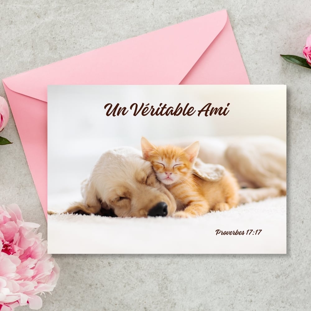 Pack de 4 Cartes à imprimer "Un Véritable Ami" - Proverbes 17:17 - PDF A4
