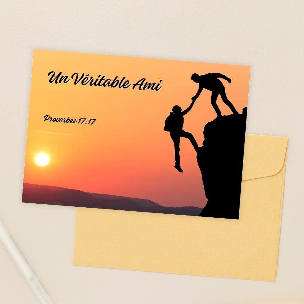 Pack de 4 Cartes à imprimer "Un Véritable Ami" - Proverbes 17:17 - PDF A4