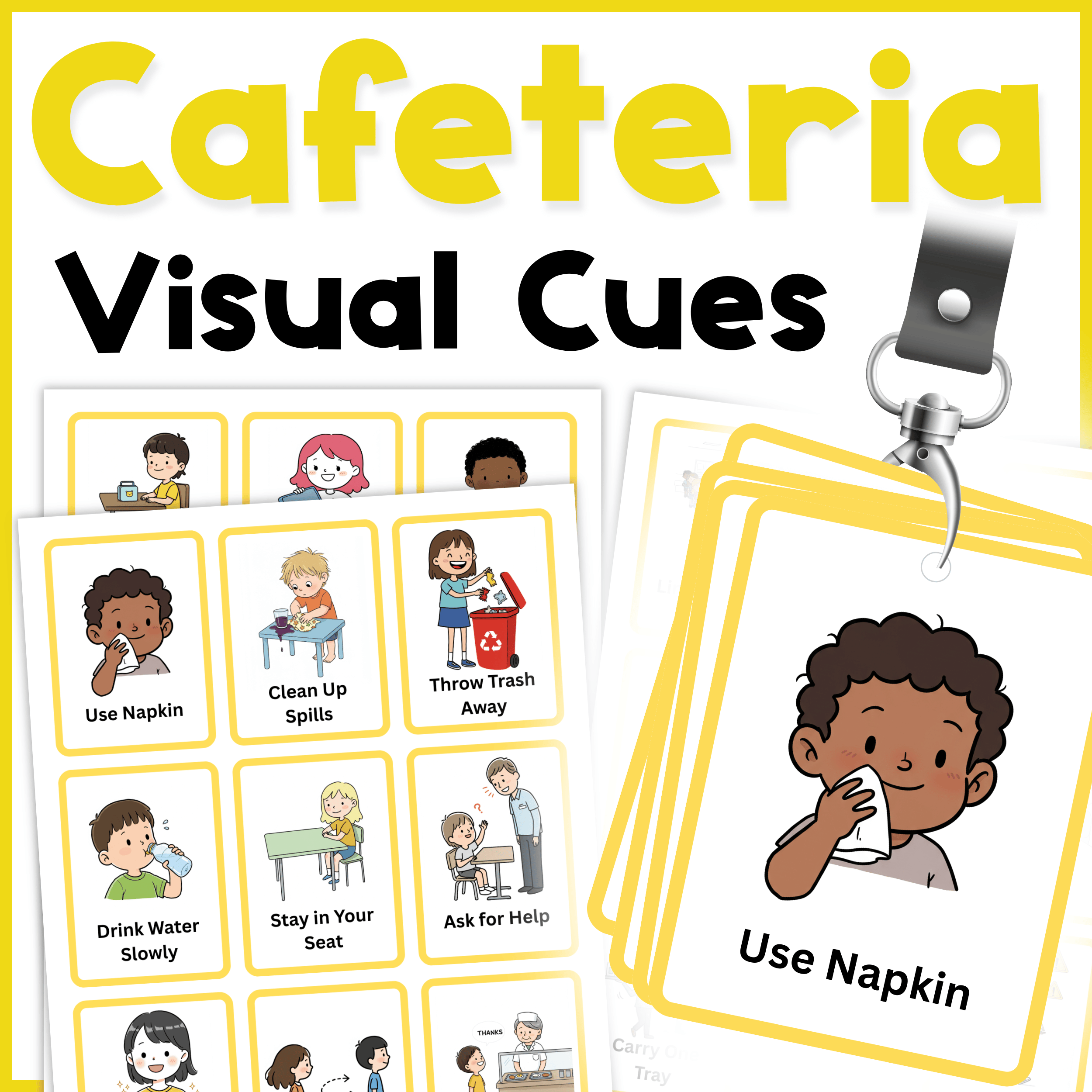 LUNCH & CAFETERIA Visual Cue Cards Lanyards Behavior Visual Support Non ...